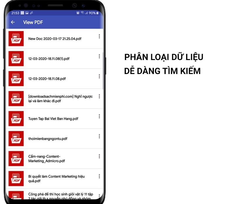 Phân loại, lọc dữ liệu theo file dễ dàng tìm kiếm