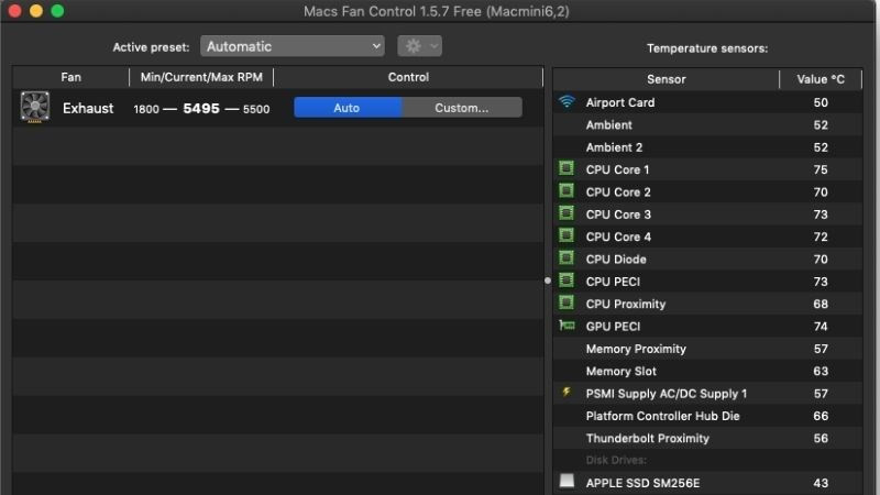 Phần mềm Macs Fan Control