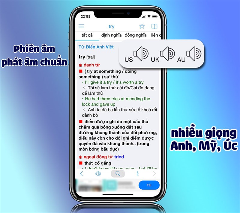 ph&aacute;t &acirc;m với nhiều giọng như Anh, Mỹ, &Uacute;c