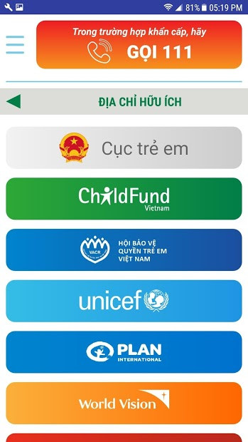 Screenshots Tổng đài 111: Báo cáo xâm hại trẻ em, bảo vệ trẻ em