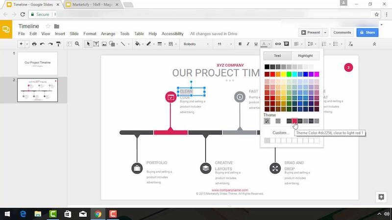 Tạo bảng timeline với Google Slides