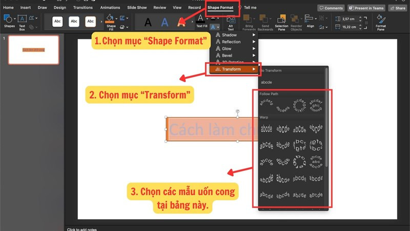 Tạo chữ cong nhanh trong PowerPoint