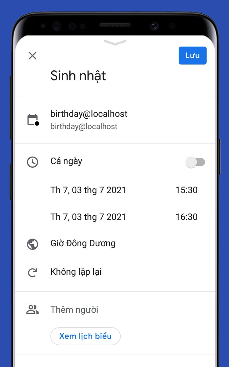 Tạo sự kiện trên Google Calendar