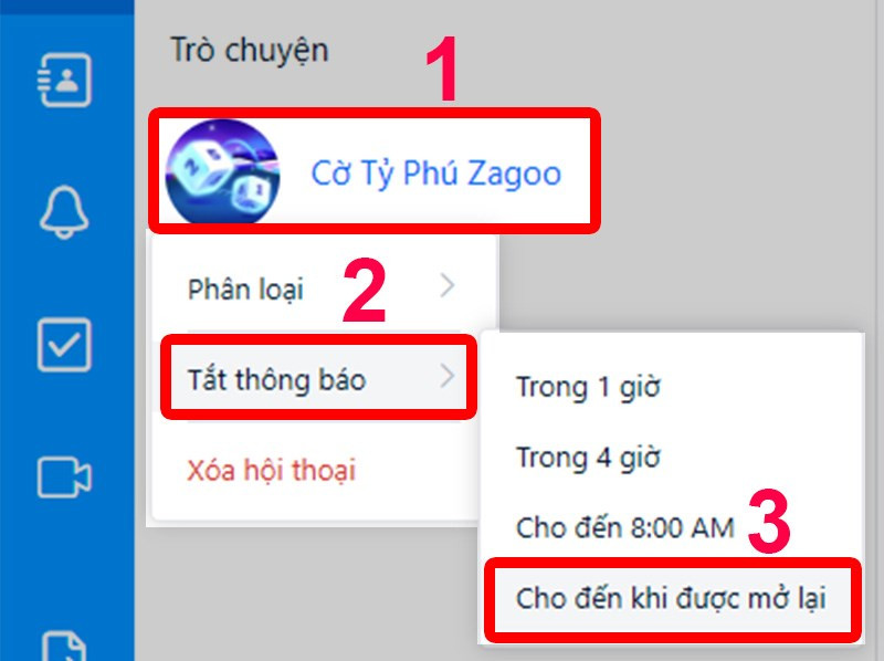 Tắt thông báo Zalo trên máy tính