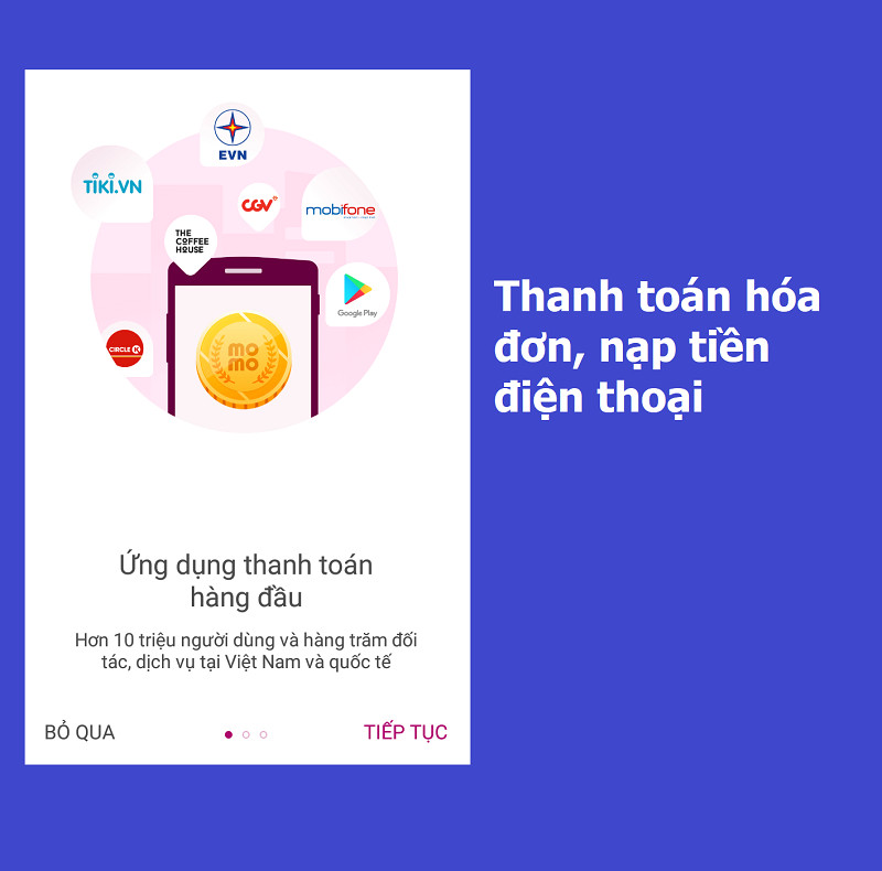 Thanh toán hóa đơn, nạp tiền điện thoại