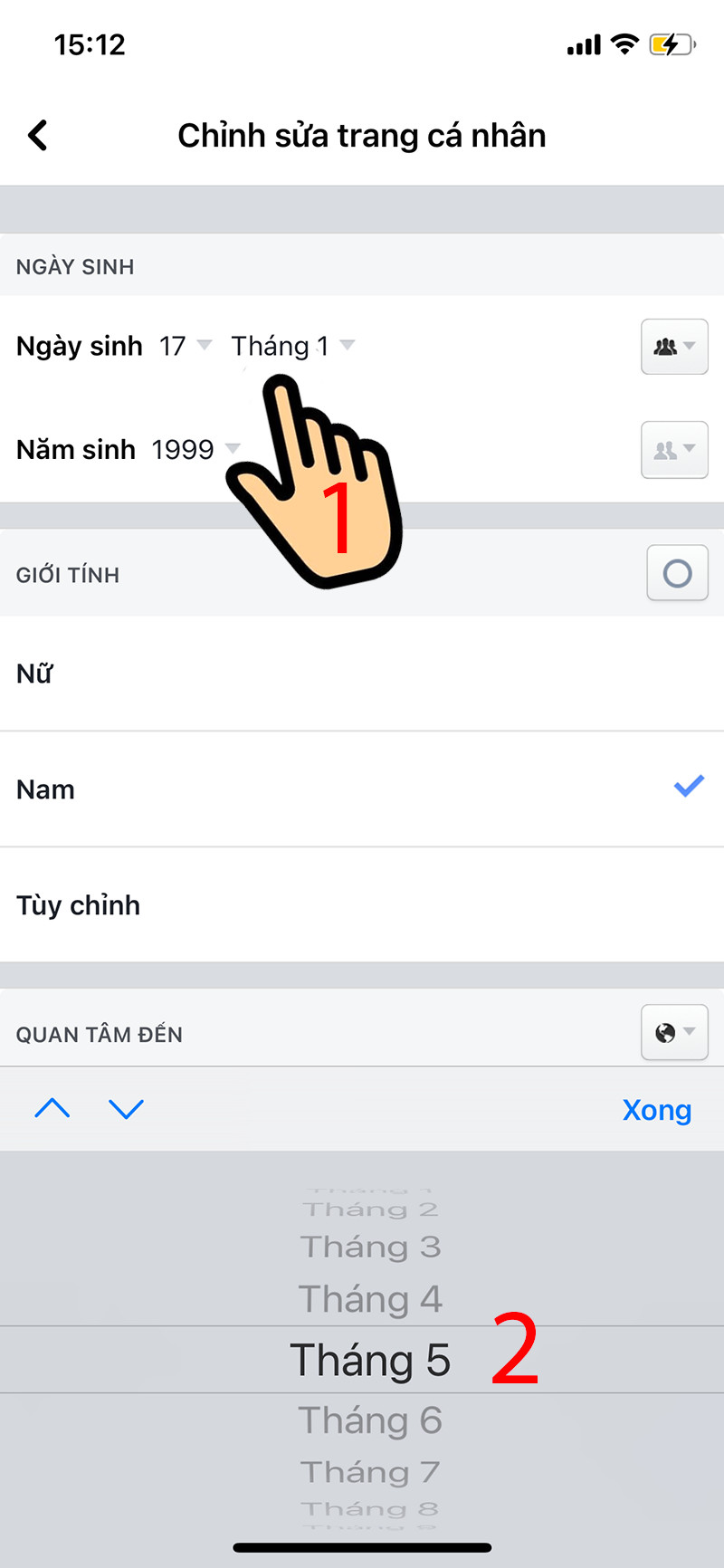 Thay đổi ngày sinh trên điện thoại