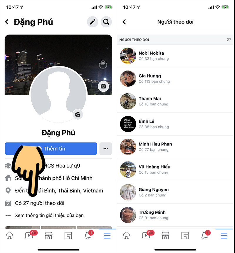 thấy được những người đang theo dõi Facebook