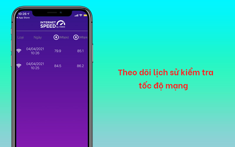 Theo d&otilde;i lịch sử kiểm tra tốc độ mạng