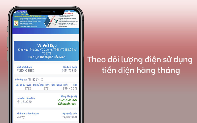 Theo dõi lượng điện sử dụng theo tháng