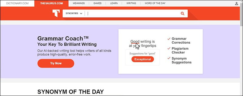 Thesaurus: Từ điển online hay nhất