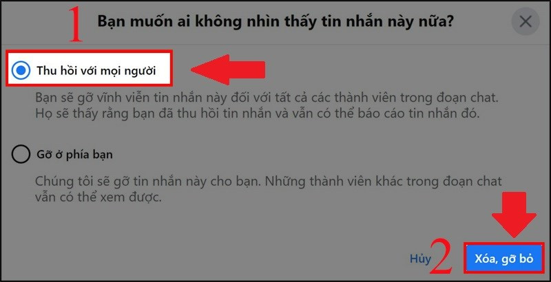 Thu hồi ảnh trên Messenger máy tính