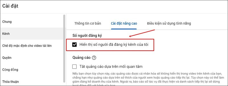 Tích chọn Hiển thị số người đăng ký