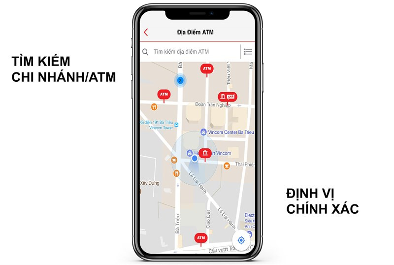 Tìm kiếm ATM và chi nhánh Techcombank