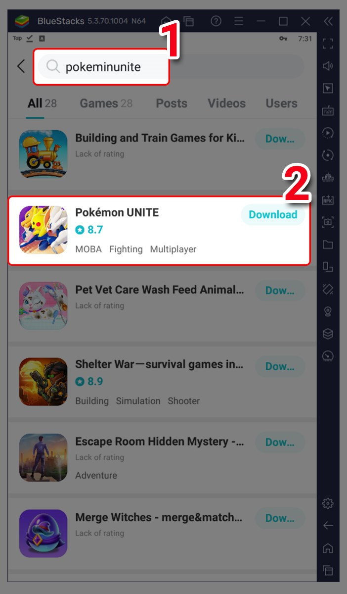 Tìm kiếm Pokemon Unite