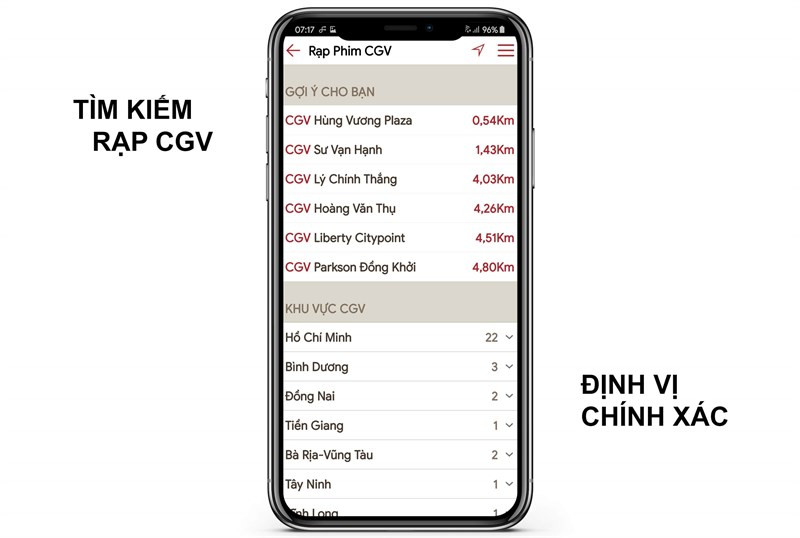 Tìm kiếm rạp CGV gần đây