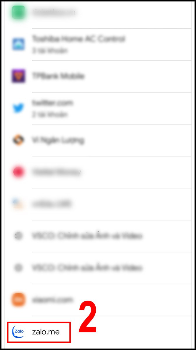  Tìm và chọn vào tài khoản Zalo