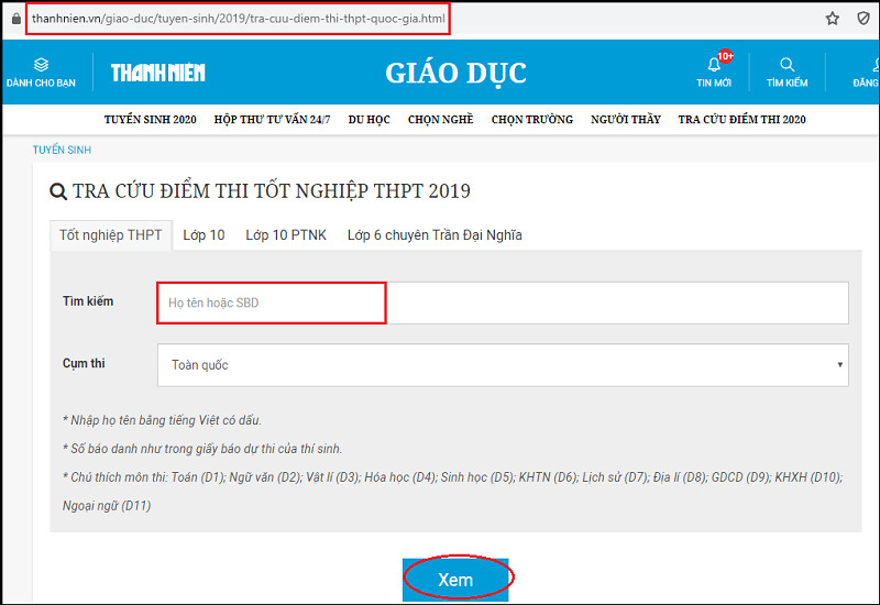 Tra cứu điểm thi THPT 2020