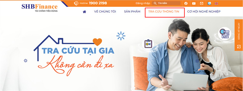 Tra cứu hợp đồng trên website SHB Finance