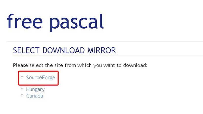 Trang tải Free Pascal trên SourceForge