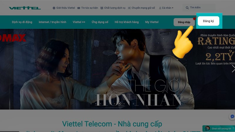 Truy cập website Viettel