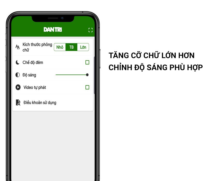 Tùy chỉnh giao diện Báo Dân trí