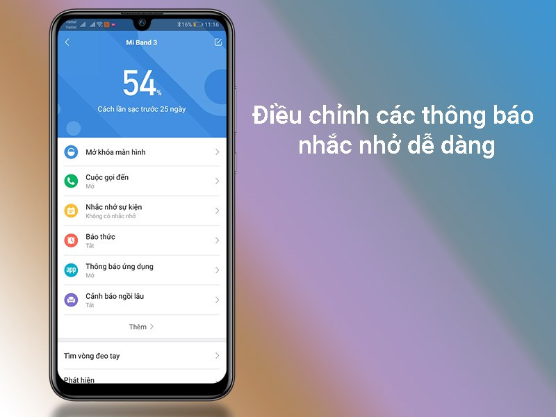 Tùy chỉnh thông báo trên Mi Fit