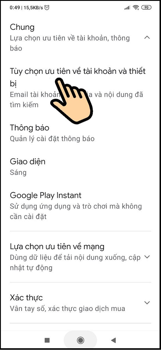 Tùy chọn ưu tiên CH Play