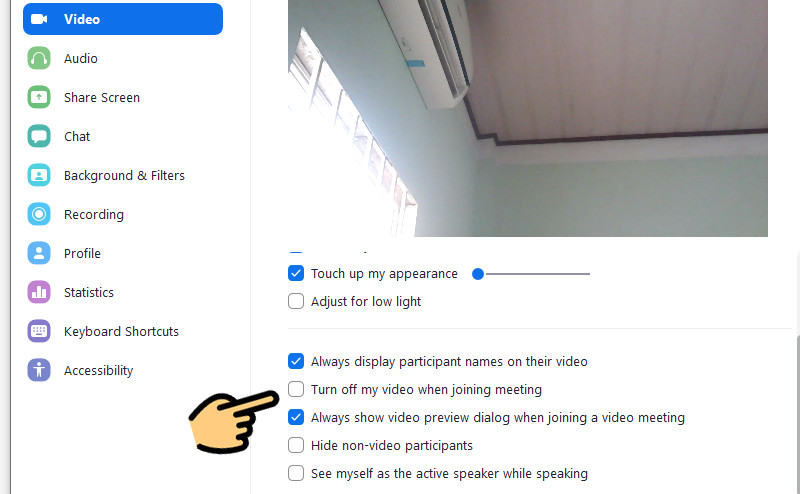 Tùy chọn video trong cài đặt Zoom