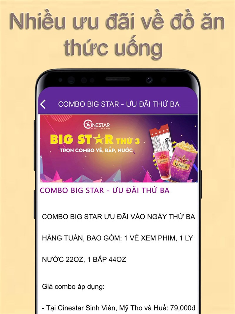 Ưu đãi combo bắp nước trên Cinestar