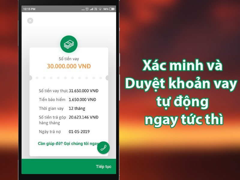  X&aacute;c minh v&agrave; duyệt khoản vay tự động ngay tức th&igrave;