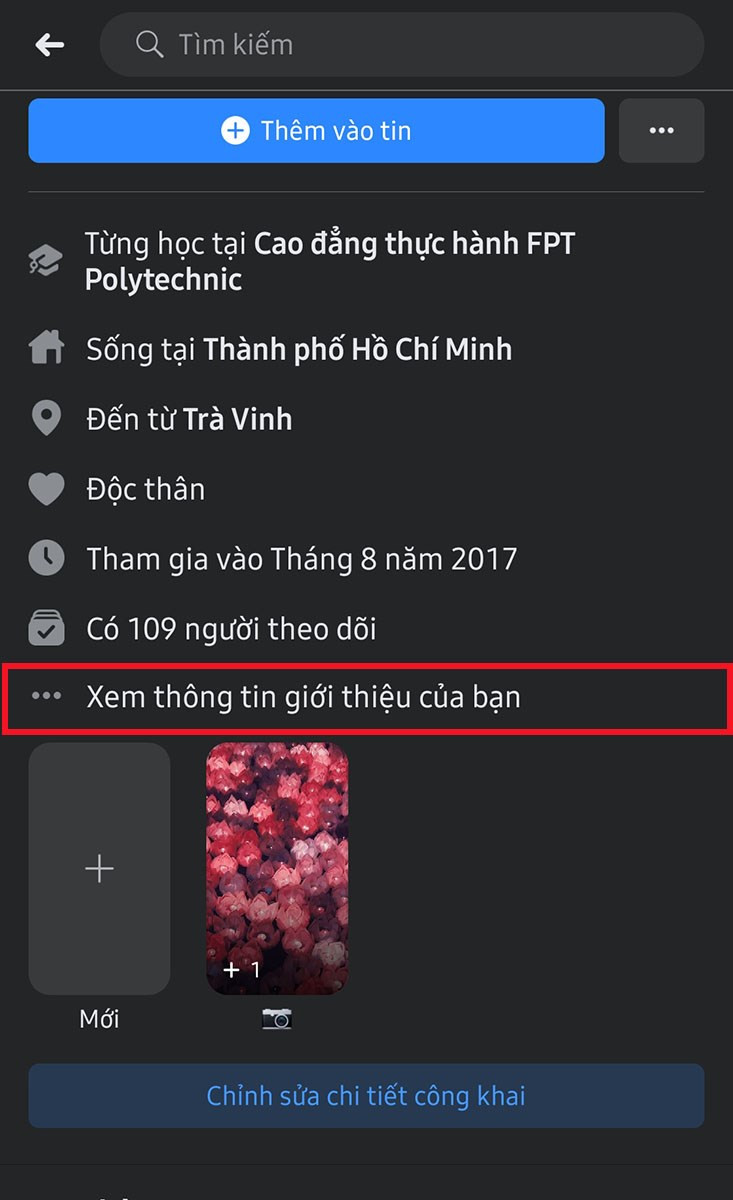 Xem thông tin giới thiệu trên Facebook