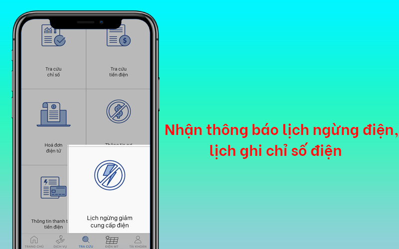 Xem v&agrave; nhận th&ocirc;ng b&aacute;o lịch ngừng giảm cung cấp điện, lịch ghi chỉ số