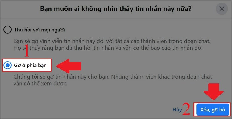 Xóa ảnh ở phía bạn trên Messenger máy tính