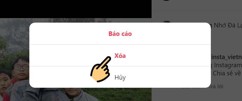 Xóa bình luận Instagram trên máy tính