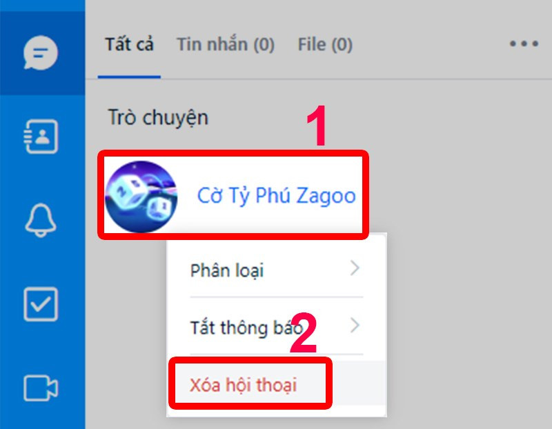 Xóa hội thoại Zalo trên máy tính