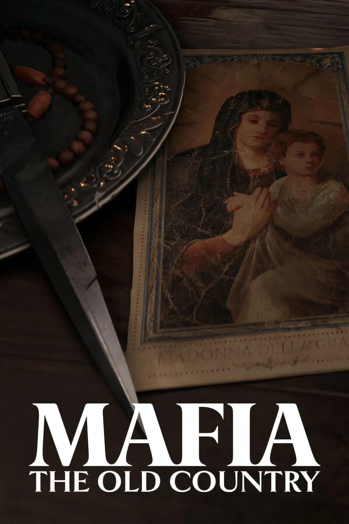Ảnh bìa game Mafia The Old Country logo và nhân vật chính Enzo Favara
