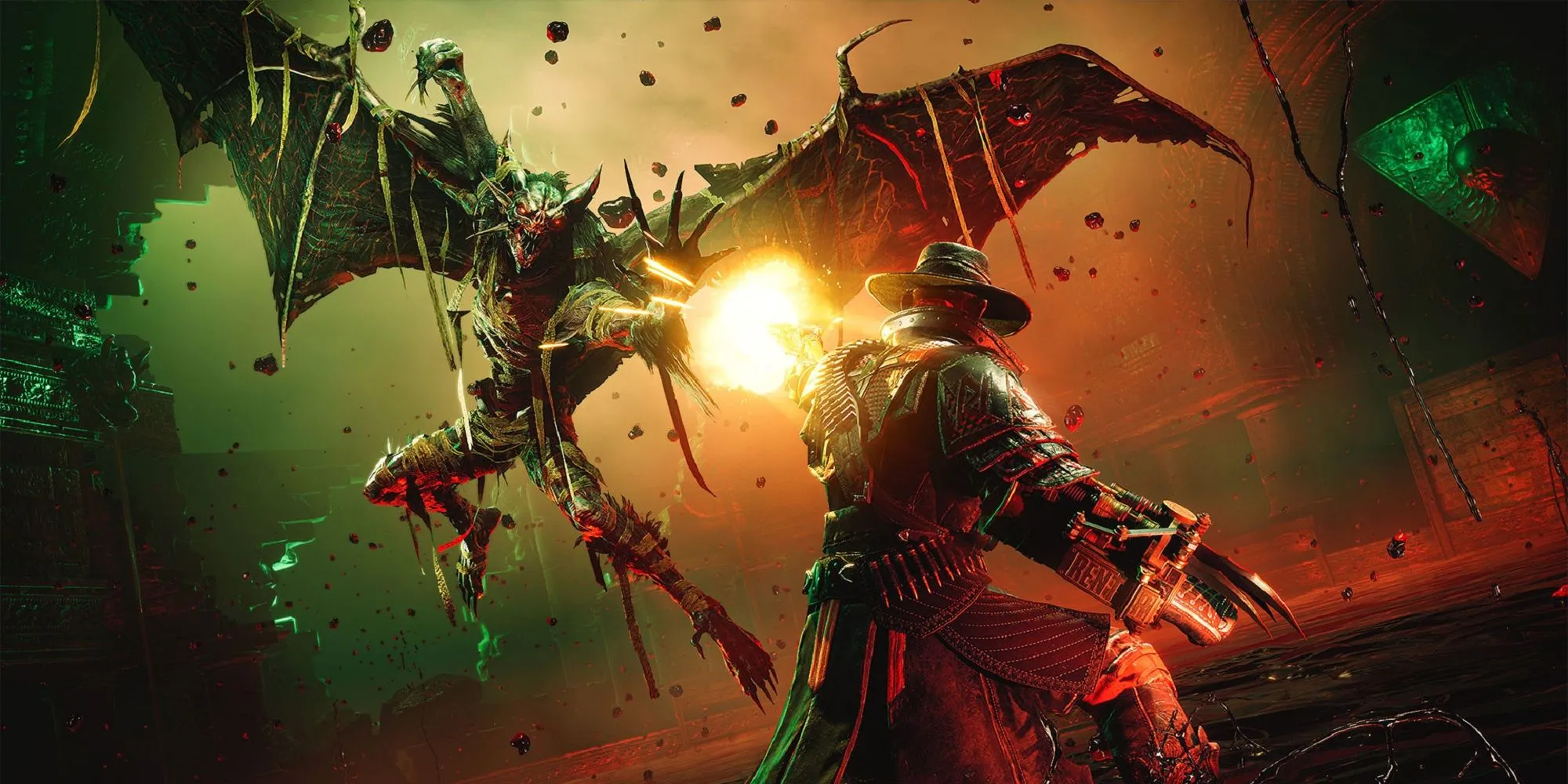 Ảnh chụp màn hình gameplay Evil West với cảnh chiến đấu bùng nổ và đẫm máu
