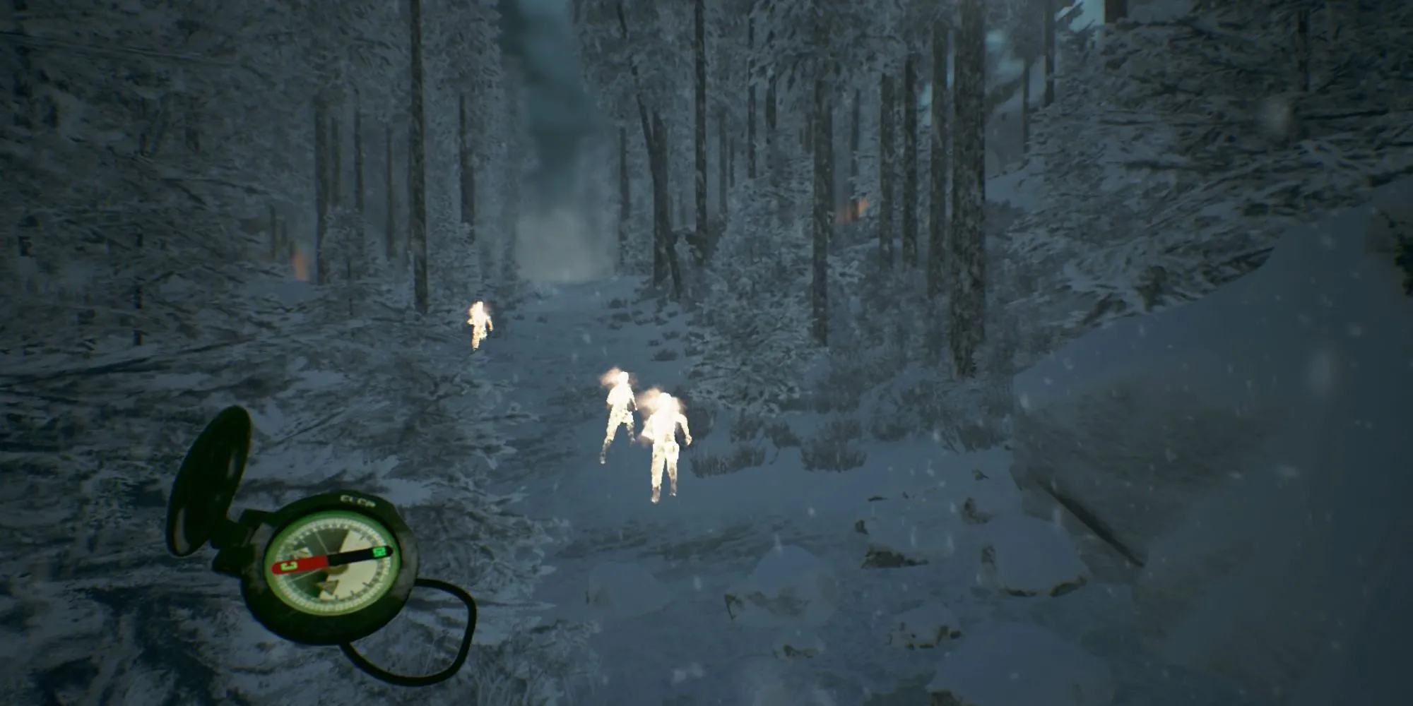 Ảnh chụp màn hình gameplay Kholat với khung cảnh núi tuyết
