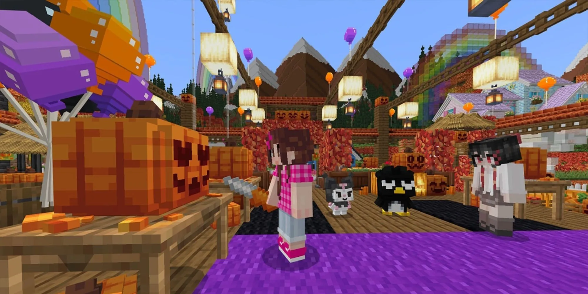 Ảnh chụp màn hình trong game Minecraft với DLC Hello Kitty Và Bạn Bè.