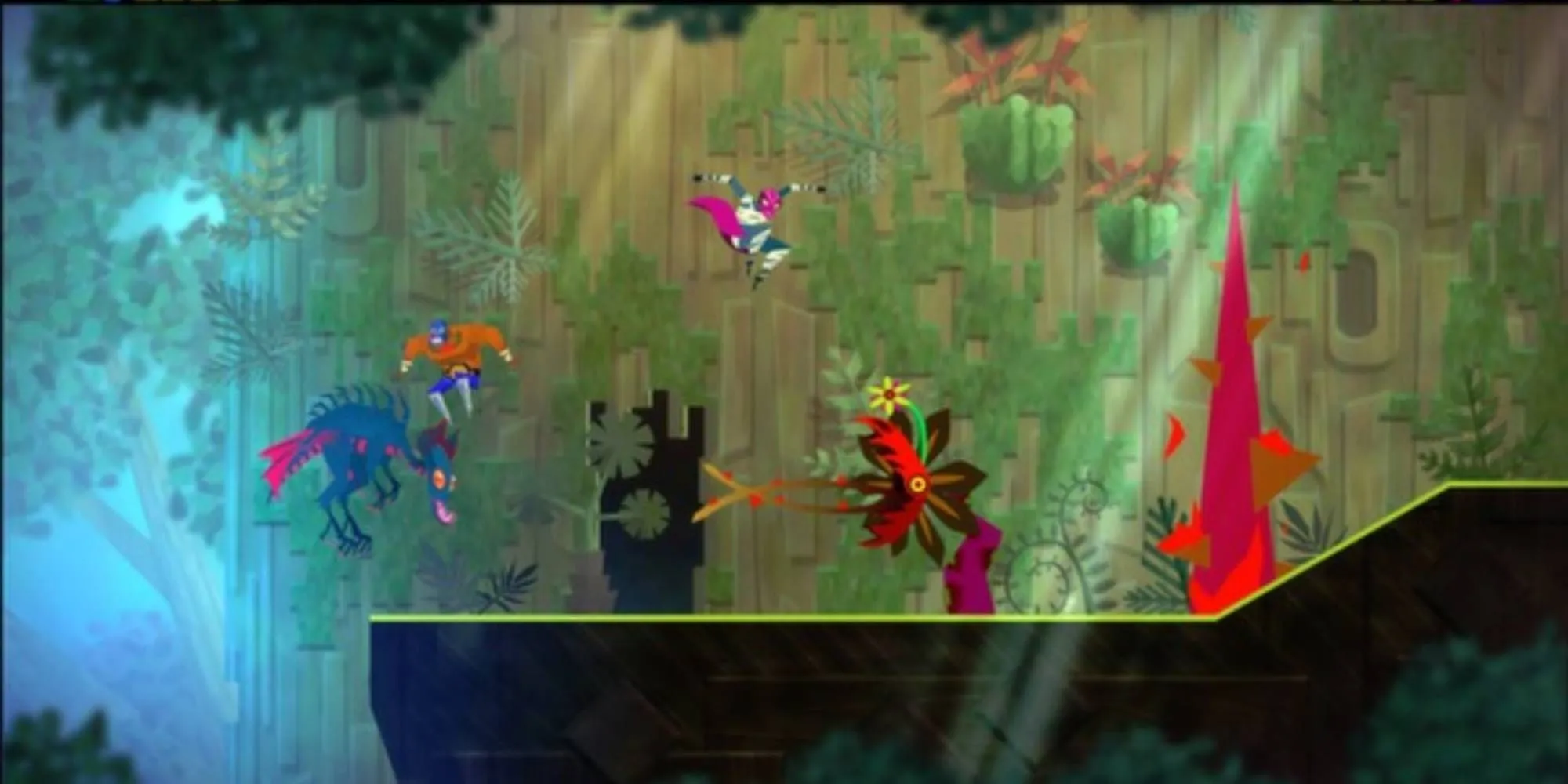 Ảnh chụp màn hình từ Guacamelee! Gold Edition với nhân vật chính trong một pha hành động