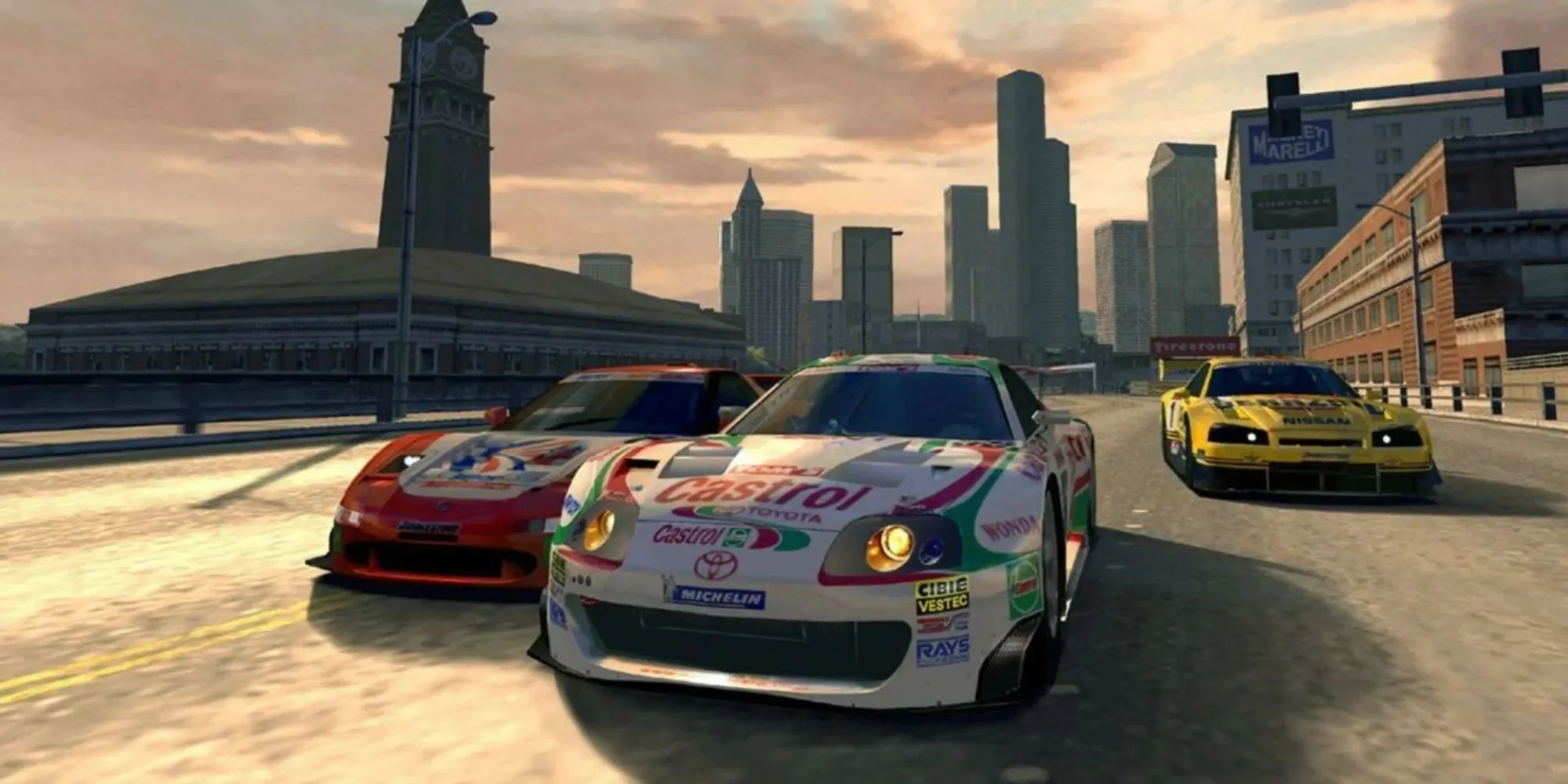 Ảnh đua xe trong game Gran Turismo 4 với đồ họa PS2 đặc trưng