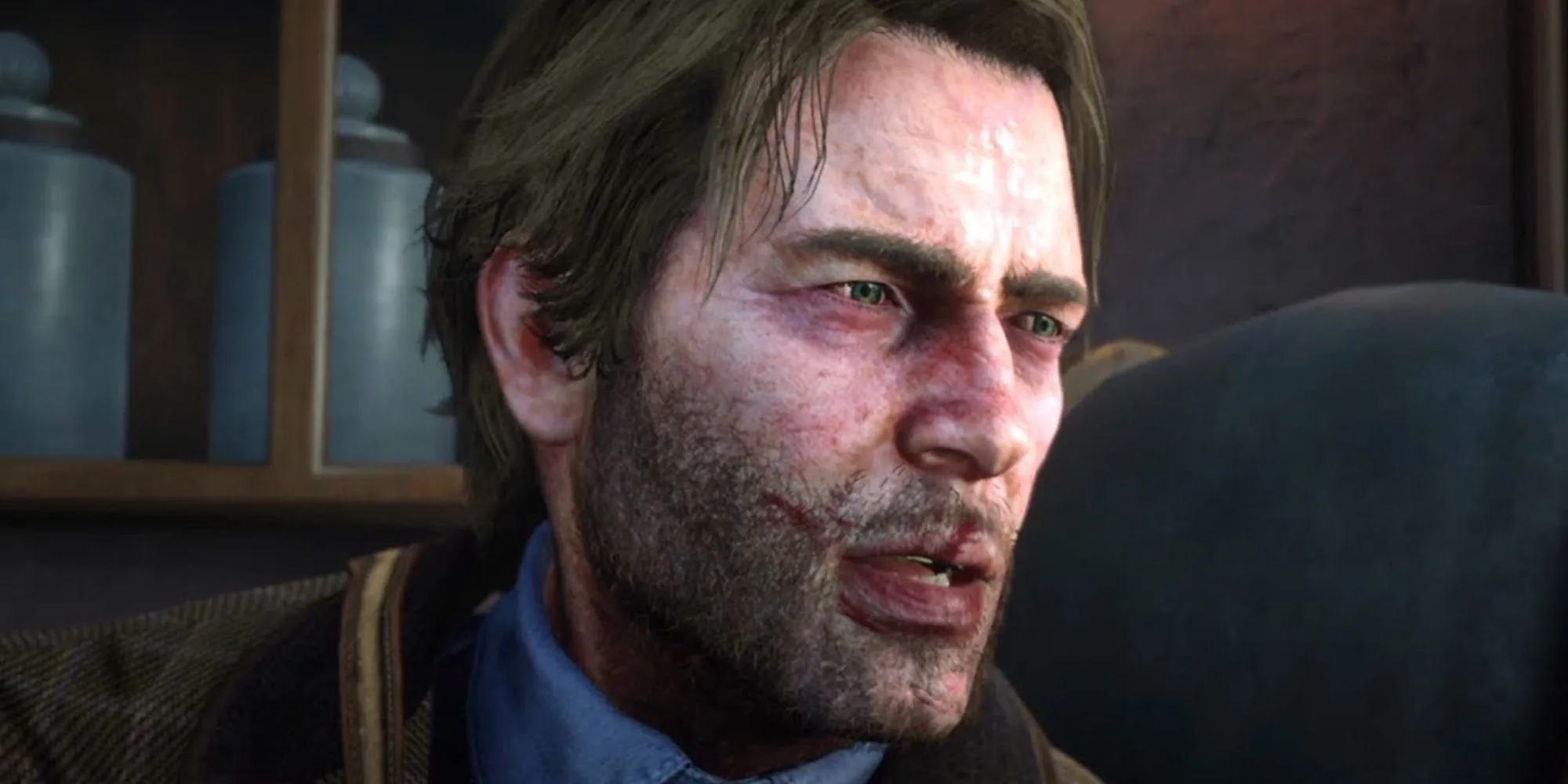Arthur Morgan trong Red Dead Redemption 2 ho khan, một dấu hiệu của bệnh lao