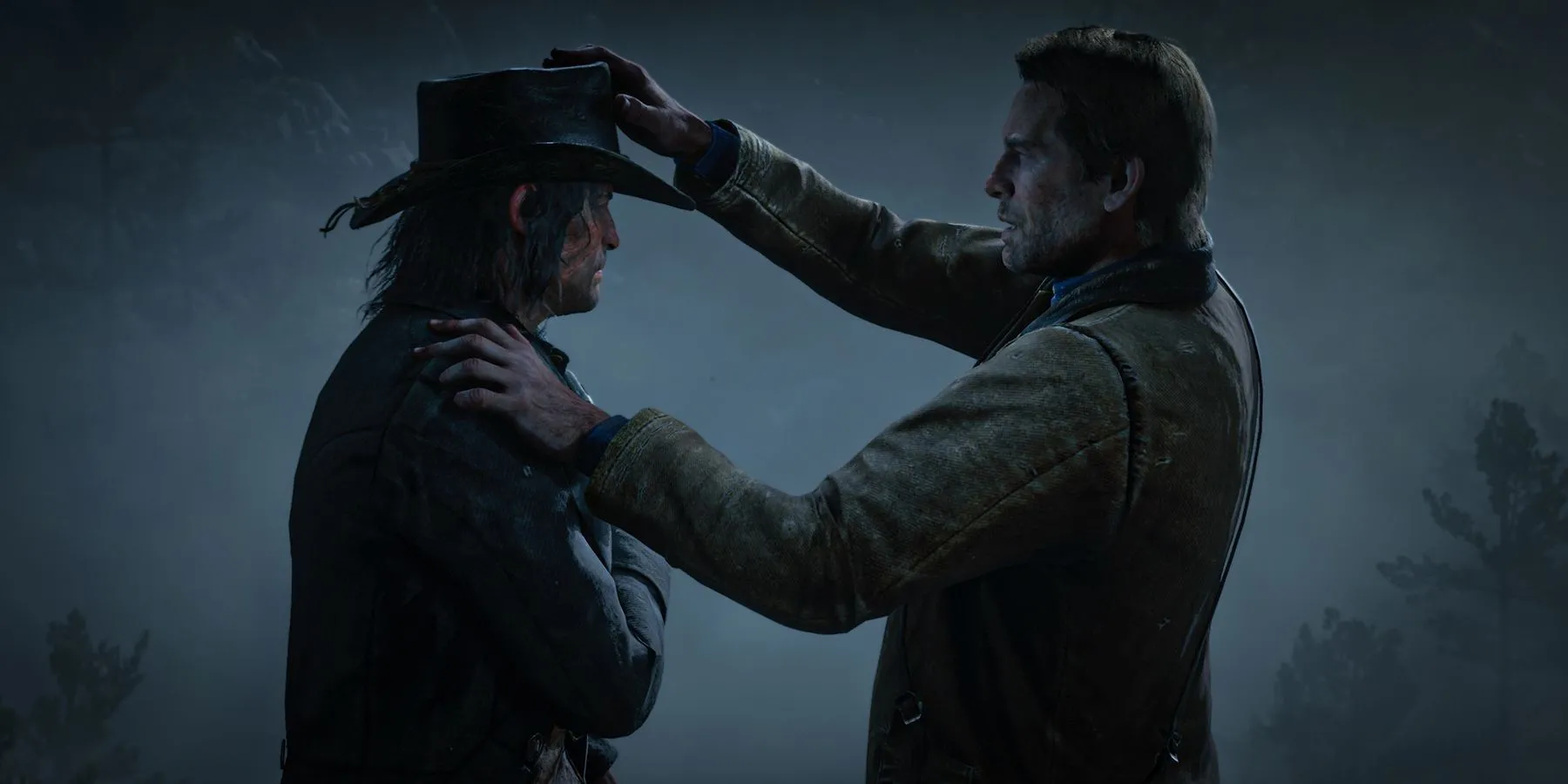 Arthur trao lại chiếc mũ của mình cho John Marston trong một khoảnh khắc đầy cảm xúc của Red Dead Redemption 2