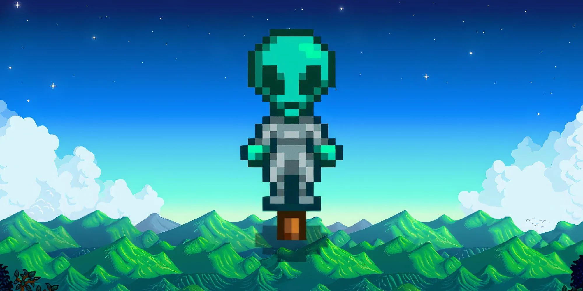Bù nhìn Rarecrow số 3 hình người ngoài hành tinh, mua tại Casino trong Stardew Valley