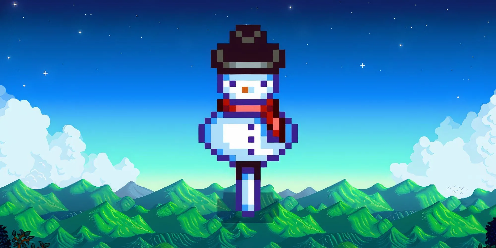 Bù nhìn Rarecrow số 4 hình người tuyết, có ở Lễ hội Băng giá trong Stardew Valley