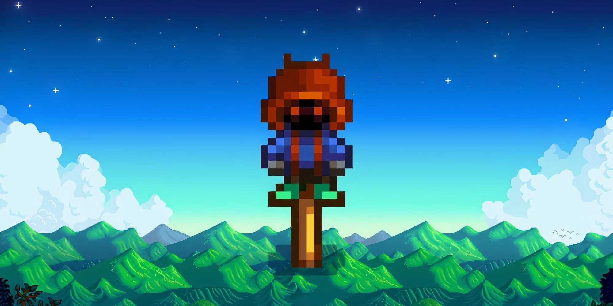 Bù nhìn Rarecrow số 6 giống người Lùn (Dwarf), mua từ NPC Dwarf trong Stardew Valley