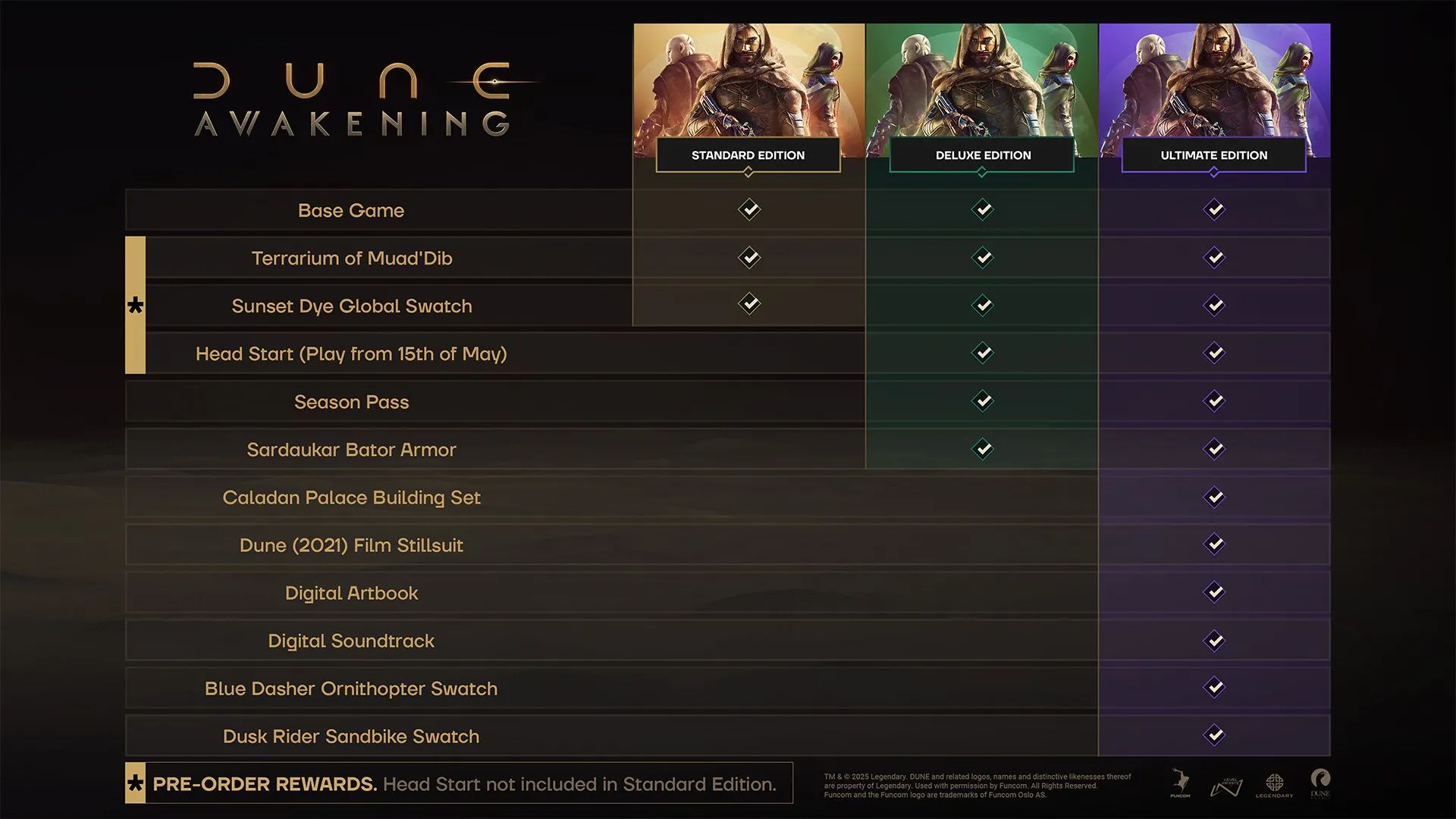 Các phiên bản đặt trước của Dune: Awakening: Standard, Deluxe và Ultimate cùng quà tặng kèm
