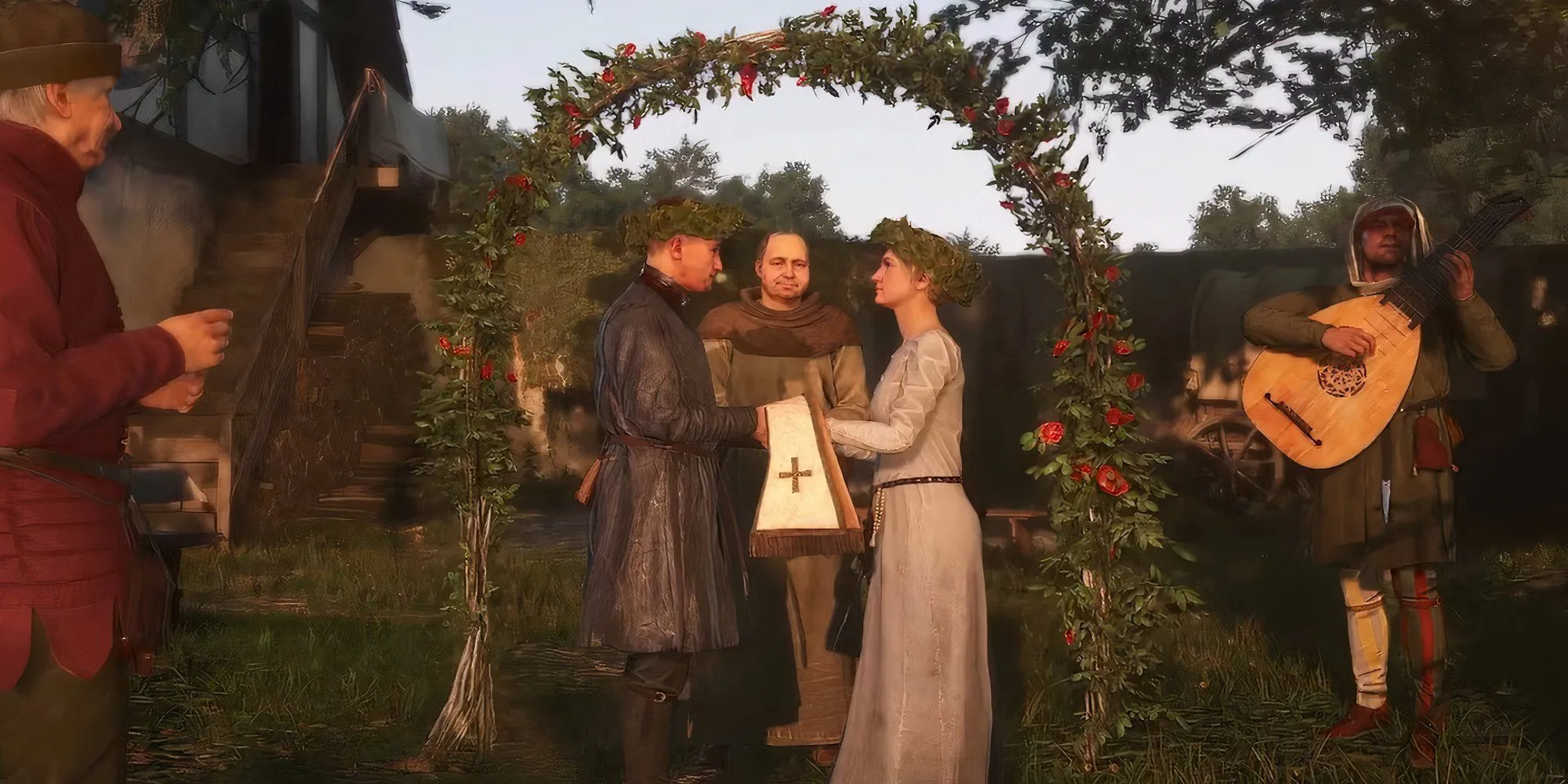 Cảnh đám cưới của Olda và Agnes trong game Kingdom Come Deliverance 2 trên PS5 Pro