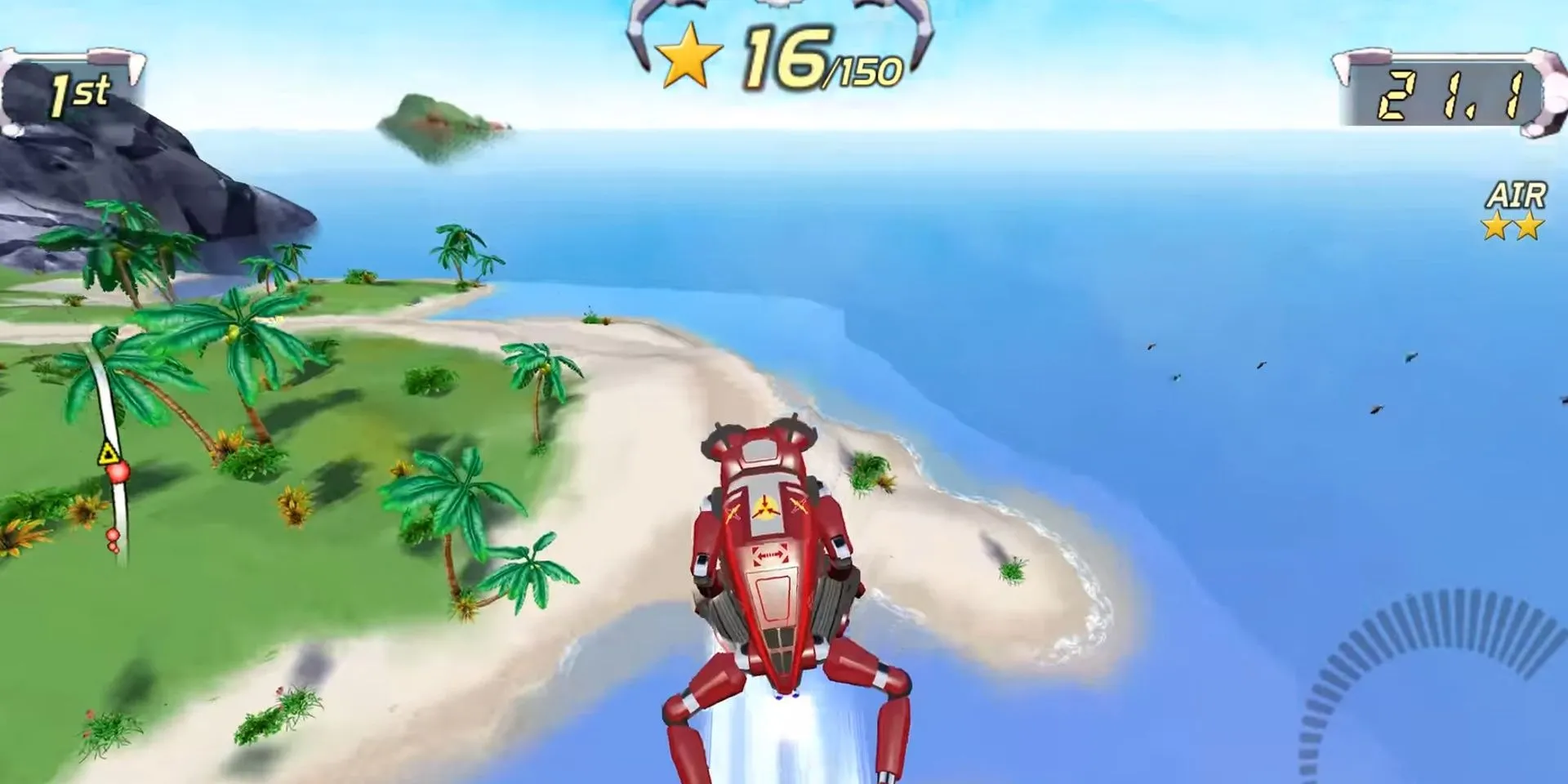 Cảnh đua xe biểu diễn trong Excitebots: Trick Racing trên Wii
