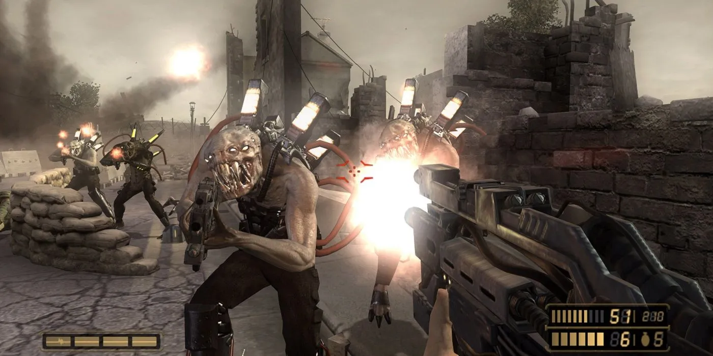 Cảnh gameplay bắn súng góc nhìn thứ nhất trong game Resistance Fall of Man
